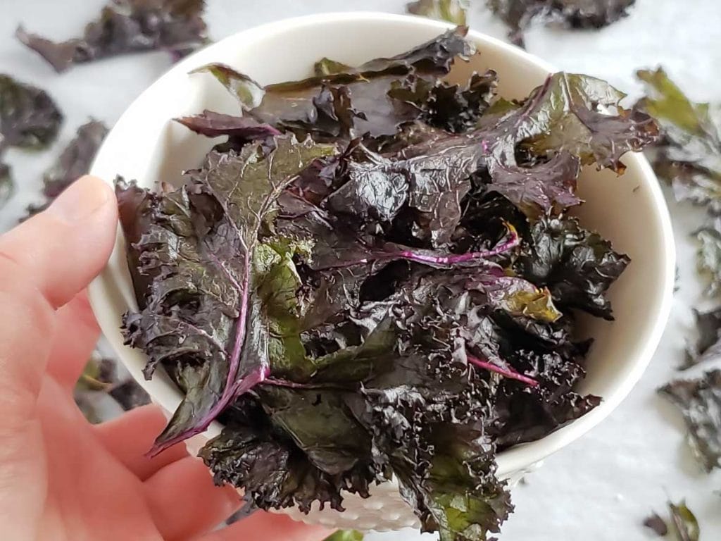 baked purple kale chips