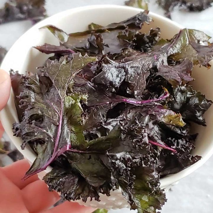 baked purple kale chips