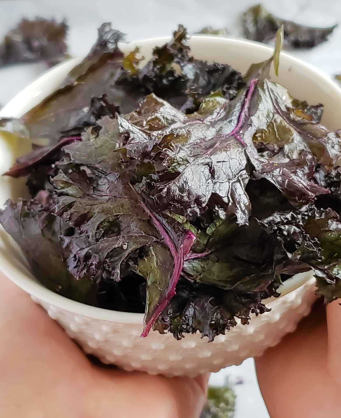 crispy purple Redbor kale chips