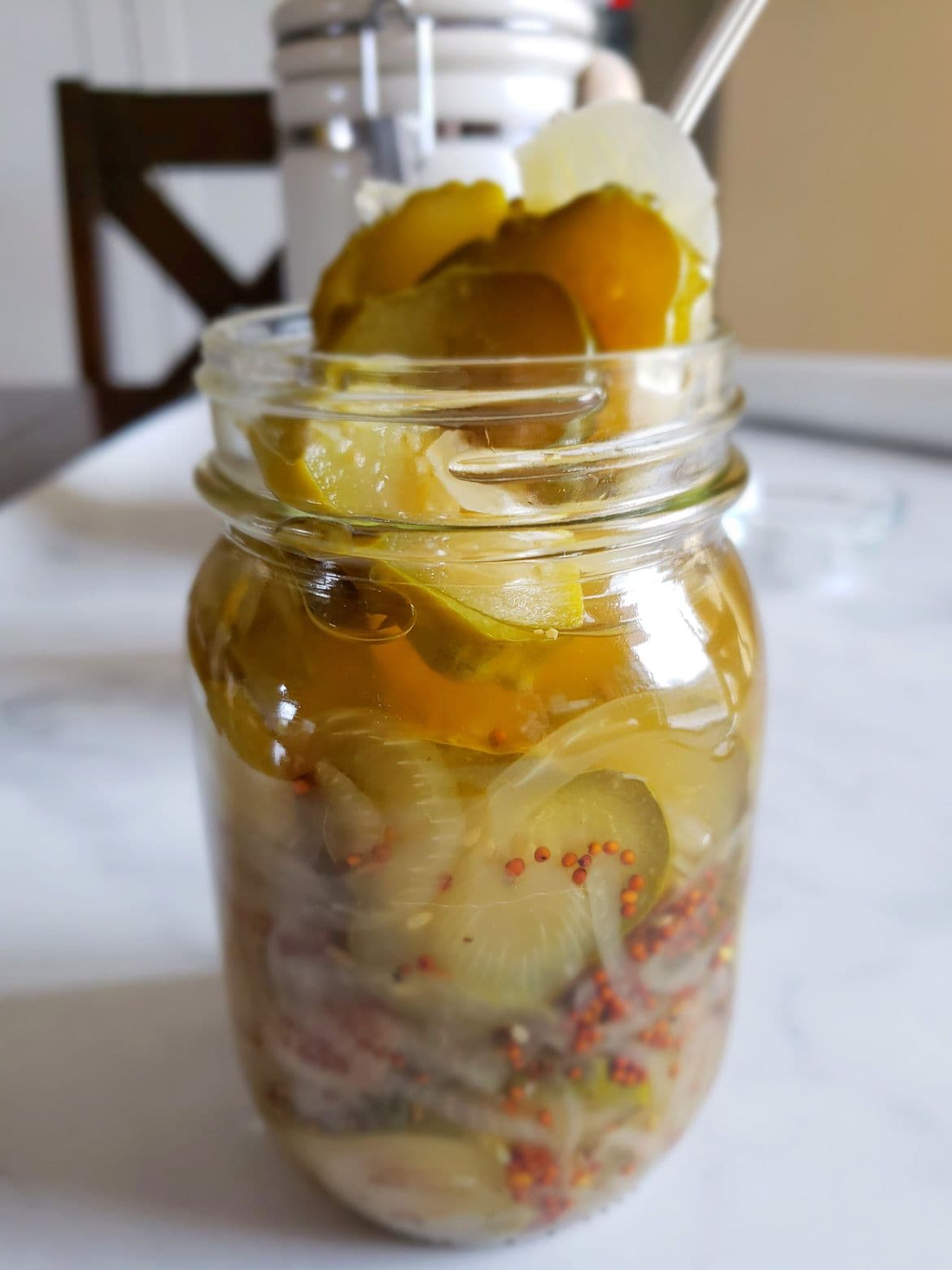 bread and butter pickles in mason jar