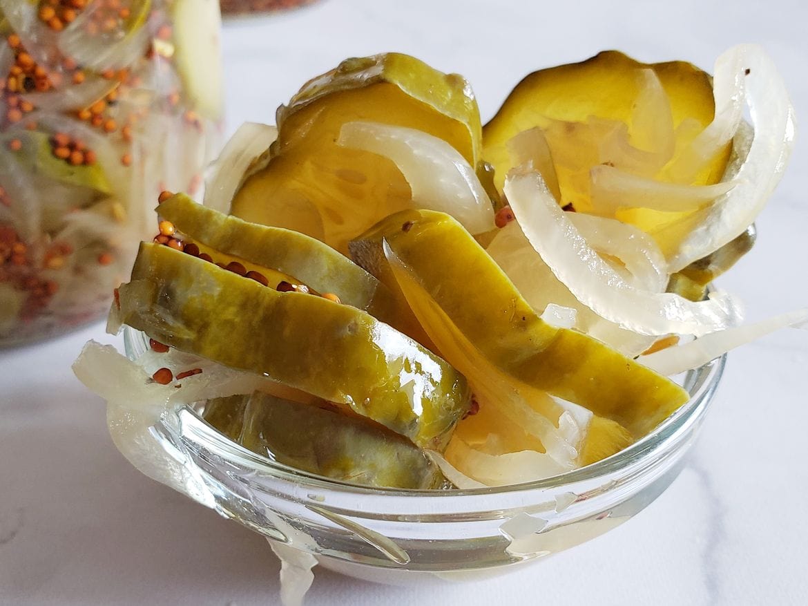 sweet and crispy bread and butter pickles