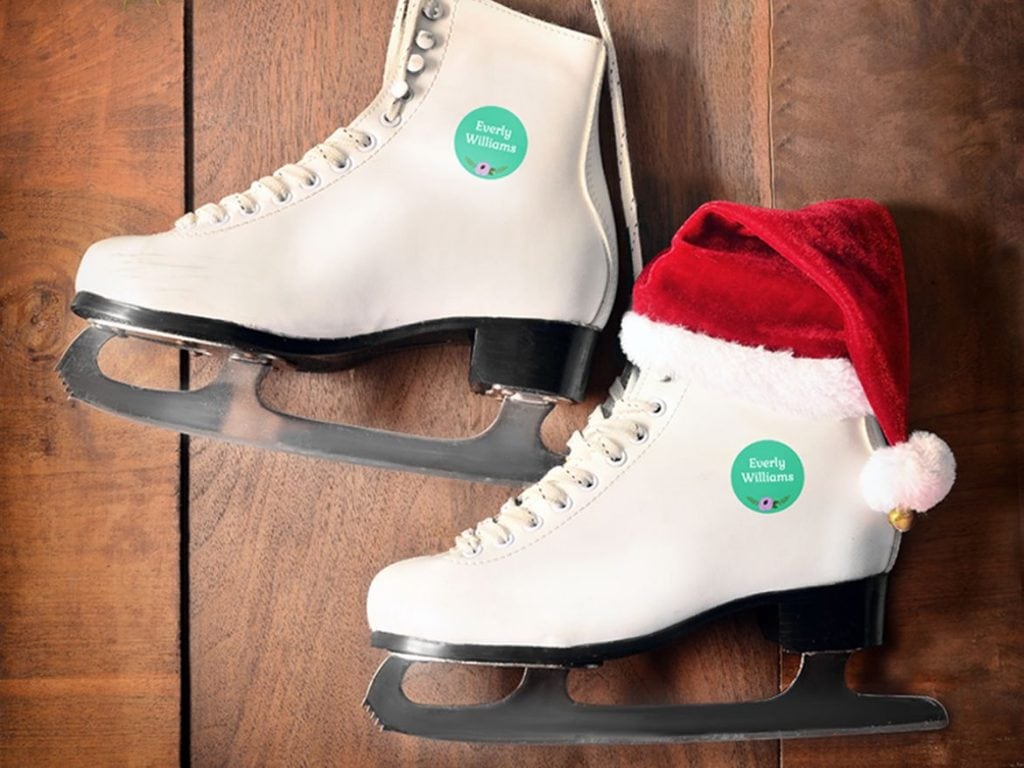 Skates with labels Easy Holiday Organization Tips