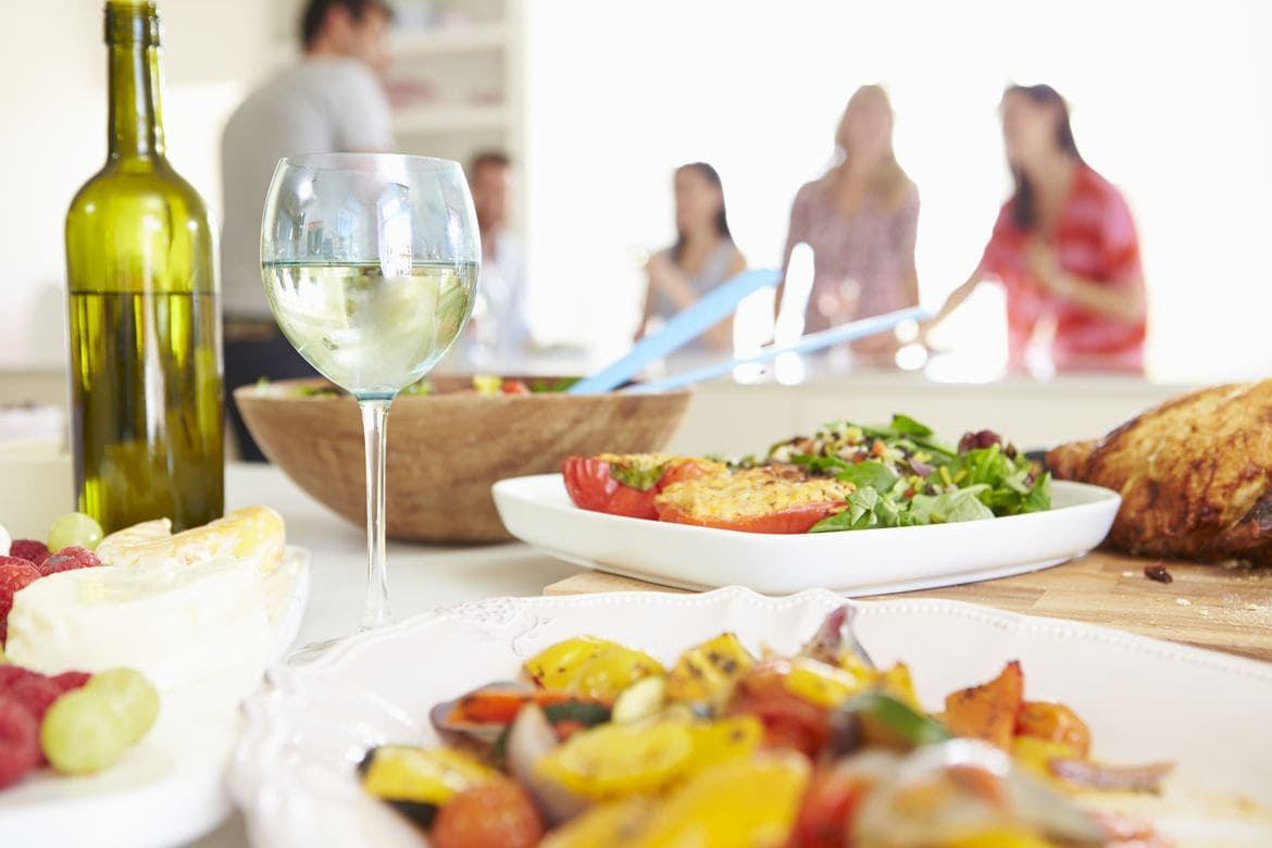 friends having dinner outdoors