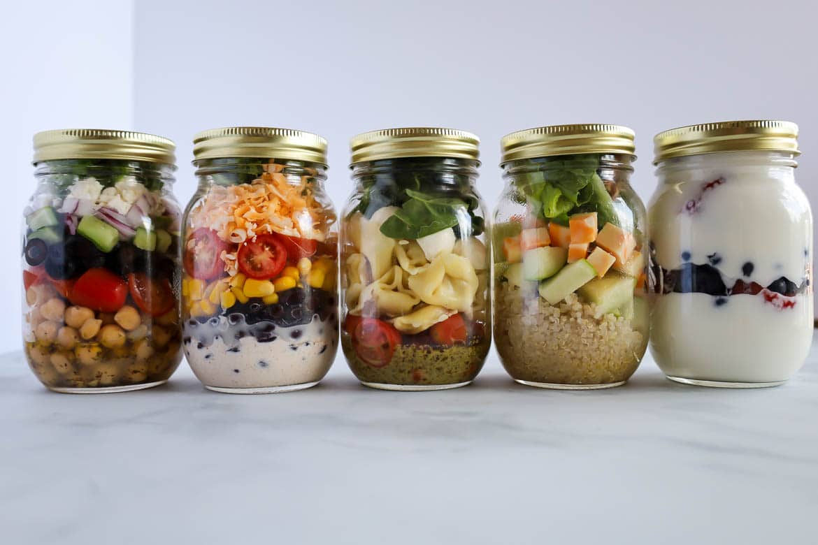 Mason Jar Chickpea Greek Salads Make Clean Eating Meal Prep Fun!