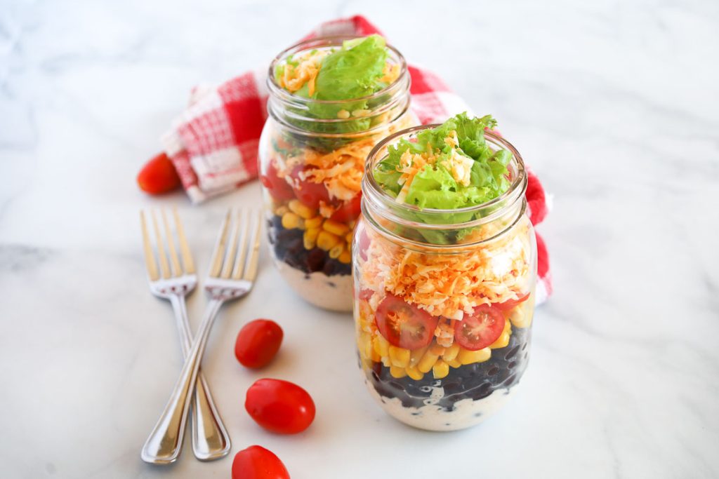 Mason Jar Taco Salad with Black Beans and Corn