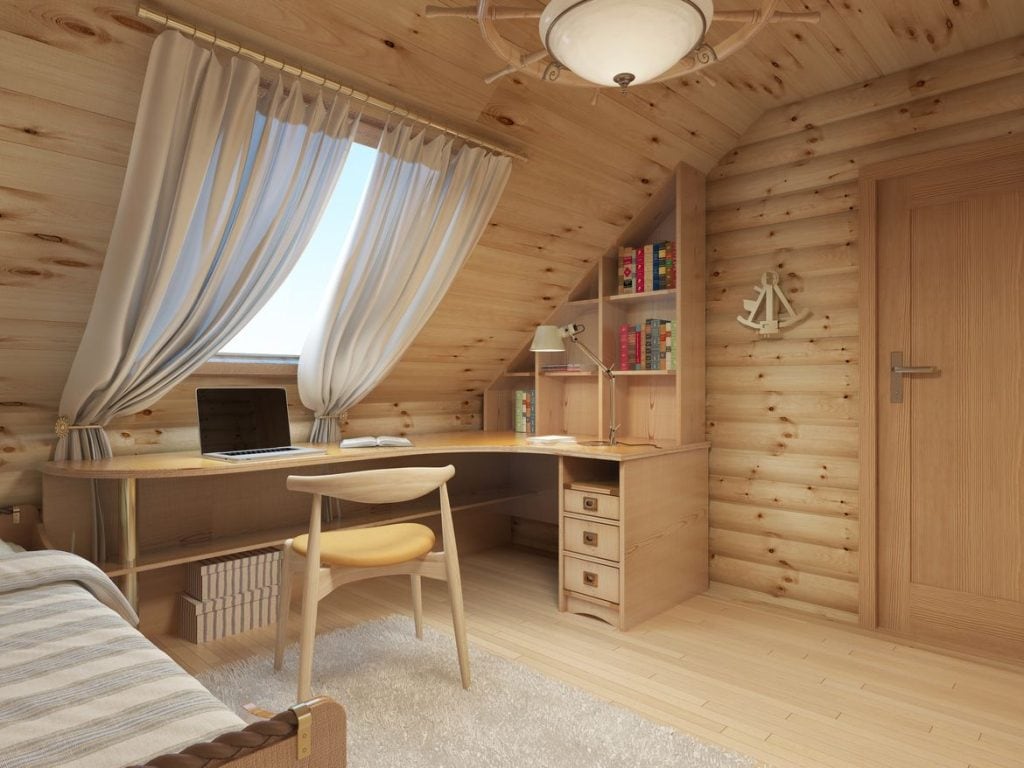 minimalist bedroom with neutral wood