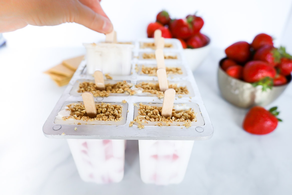 Greek Yogurt Strawberry Cheesecake Popsicles