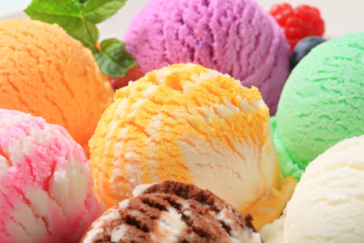Types of ice cream for an ice cream sundae bar buffet