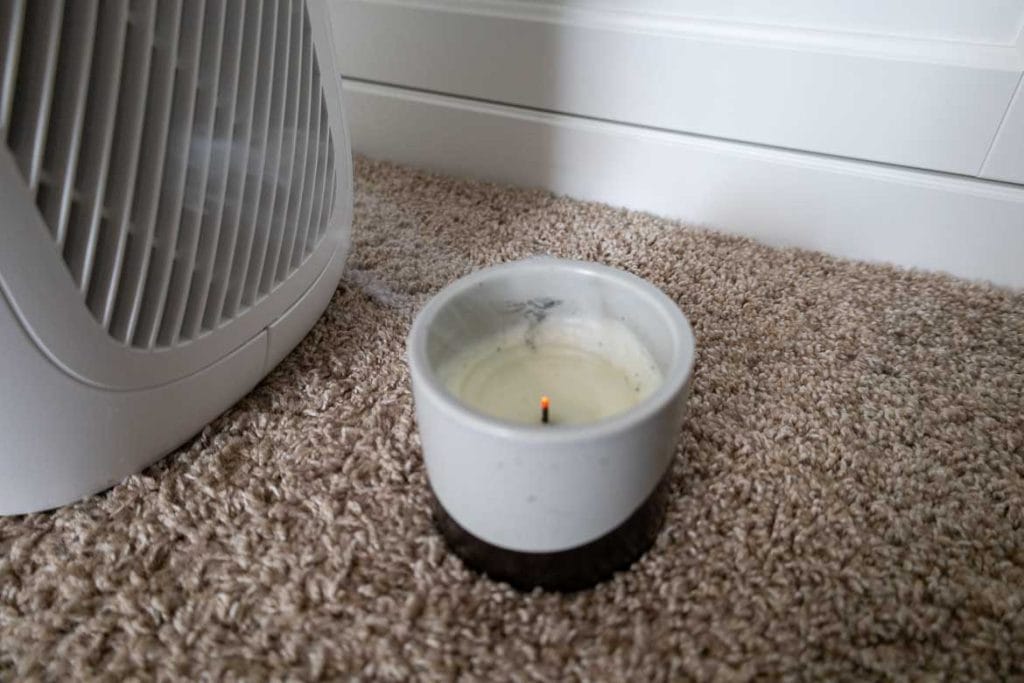 Filtrete Smart Air Purifier review testing with smoke from a blown out candle