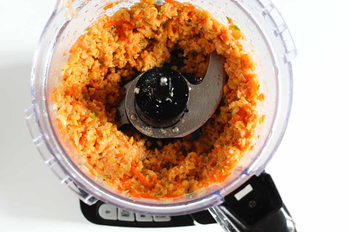 Chickpea Nuggets ingredients in food processor