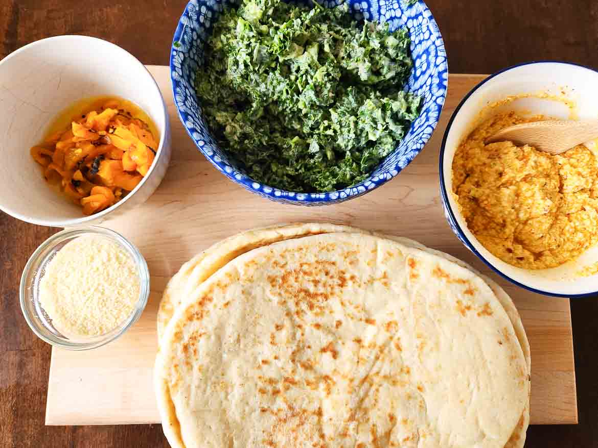 ready to bake Goodfood kale Caesar salad topped BBQ flatbreads