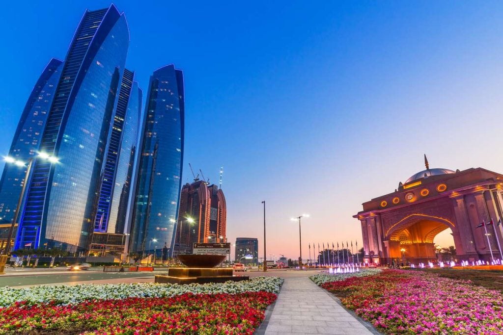 Streets of Abu Dhabi at dusk