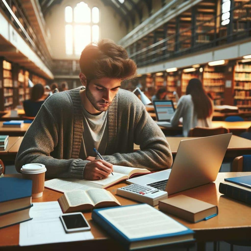10 Tips to Help Your New College Student Succeed - image of university student studying in a university library