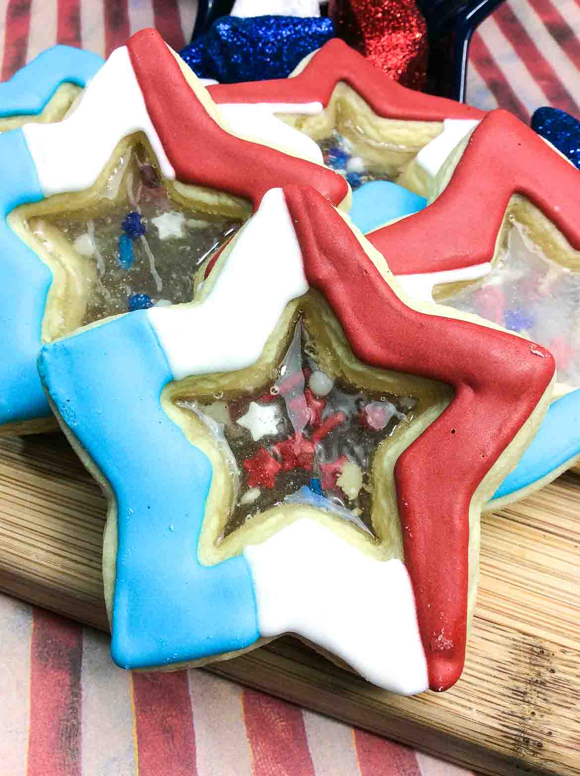4th of July star glass sugar cookies