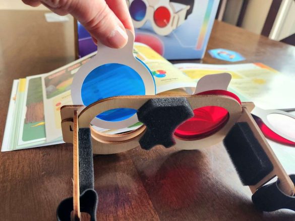 Mel Science Spectrum goggles putting blue and red lenses in