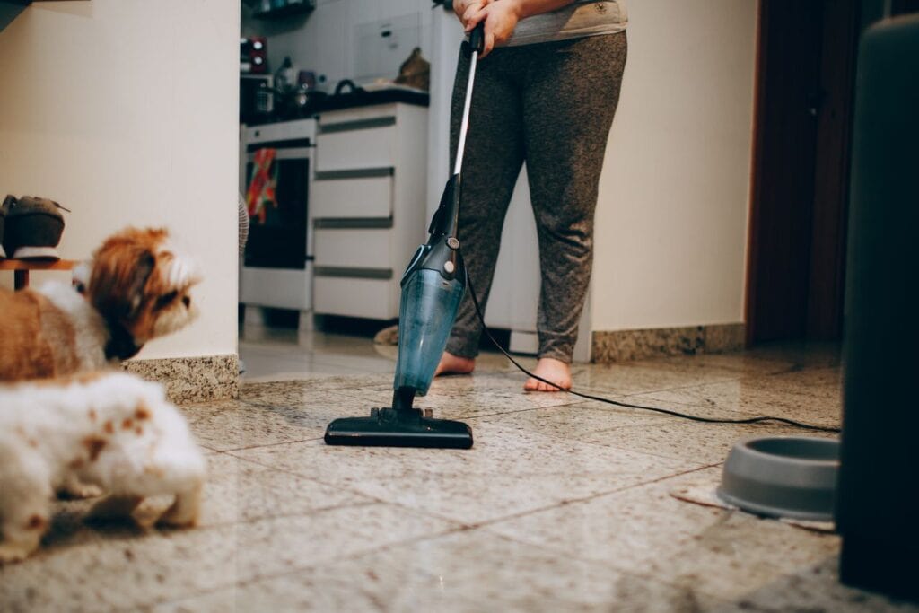 woman with pets vacuum pxls