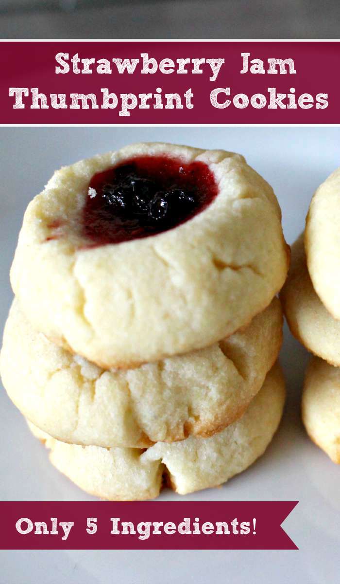 5 Ingredient Strawberry Jam Thumbprint Cookies