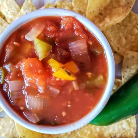 homemade chunky salsa and chips