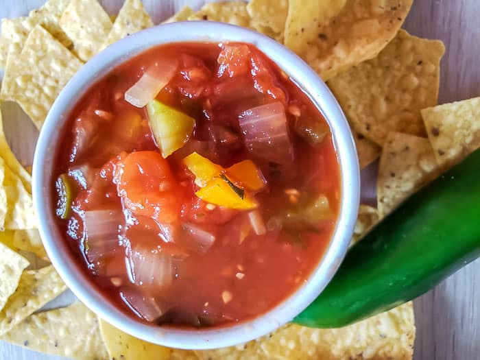 homemade chunky salsa and chips