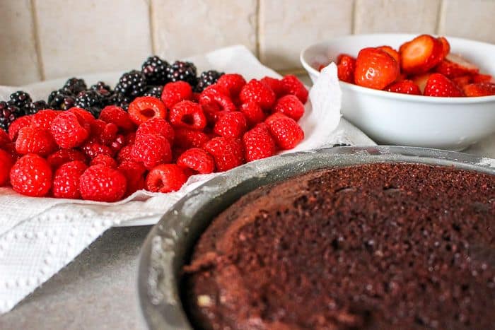 ready to frost a cake with whipped cream