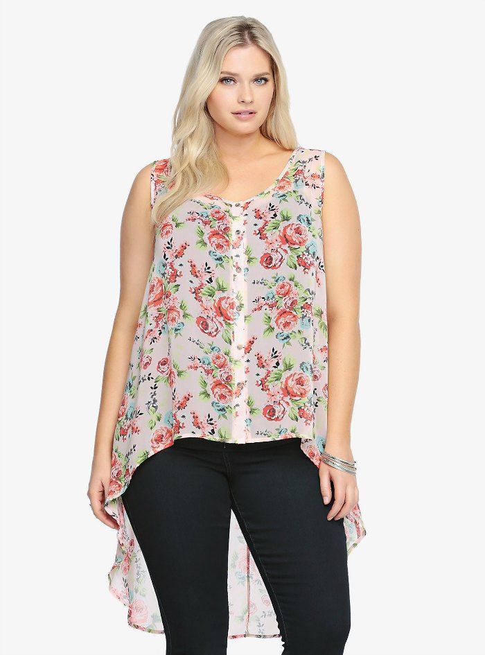 Cute Floral Hi-Lo Tank Top