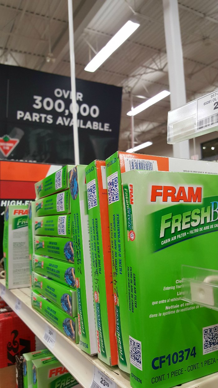 FRAM cabin air filter in Canadian Tire