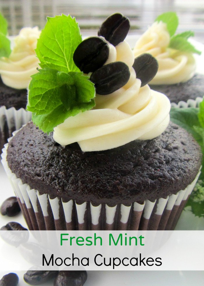 Fresh Mint Mocha Cupcakes at The Everyday Home #desserts #chocolate #cupcakes #spring