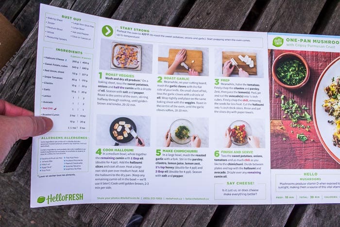 HelloFresh Veggie Box recipe card