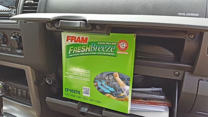 Installing FRAM cabin air filter new filter