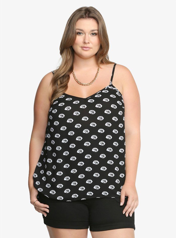 Lips Print Georgette Hi-Lo Tank Top