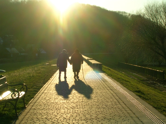 Elderly Couple walking