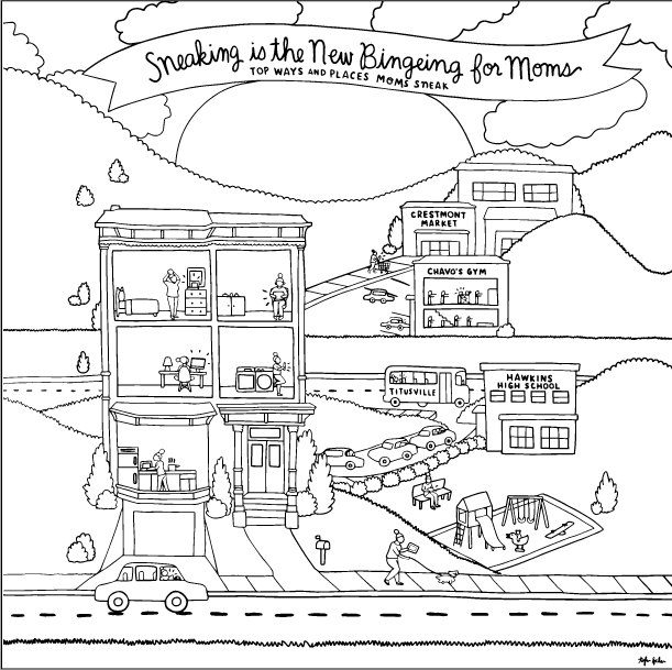 Mom sneak activity coloring page
