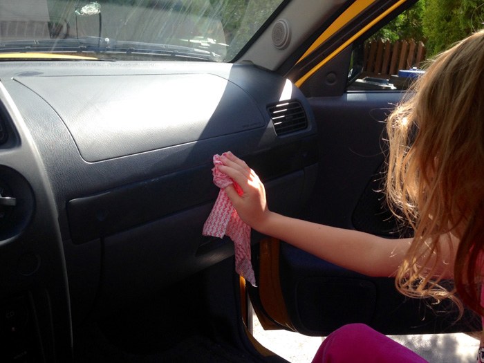 Cleaning the dash Organizing our Car
