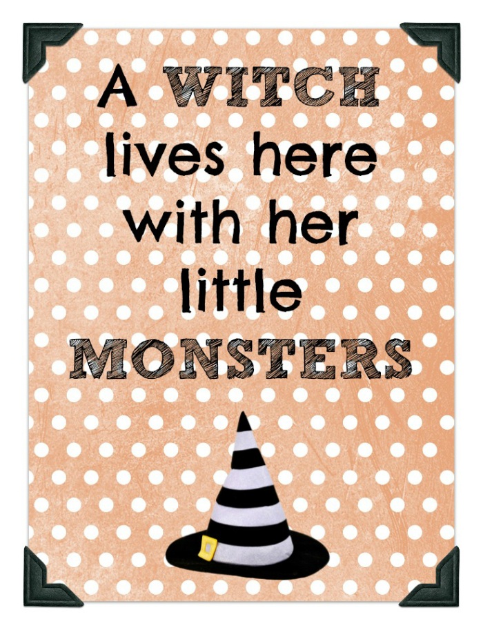 Printable Witch and Little Monsters