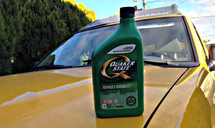 Quaker State Oil on truck Car hood