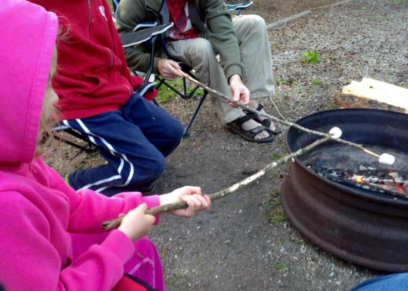 Roasting marshmallows outside