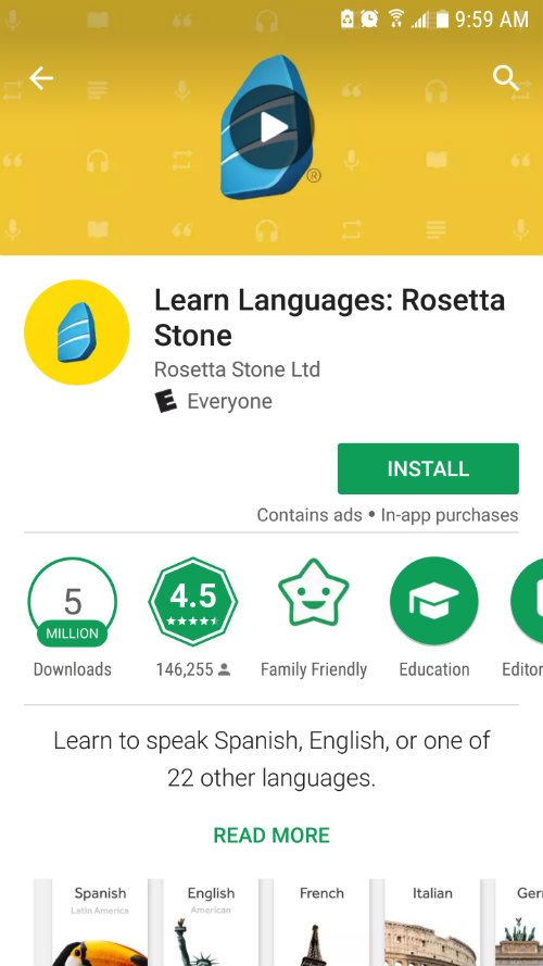 Rosetta Stone App install