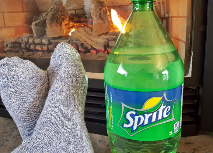Sprite and socks by the fire