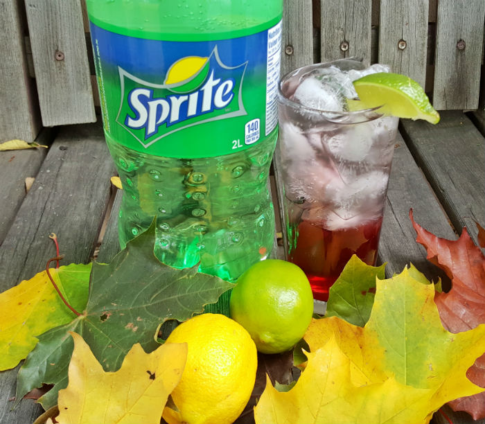 Sprite with cranberry fall foliage