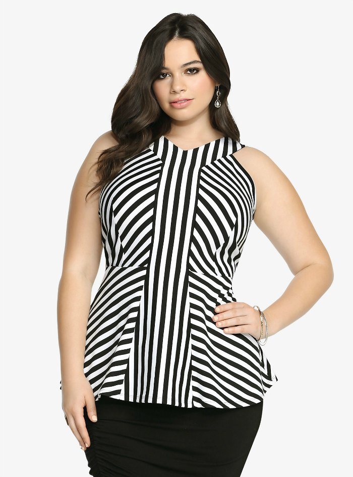 Striped V Neck Peplum Tank Top Torrid