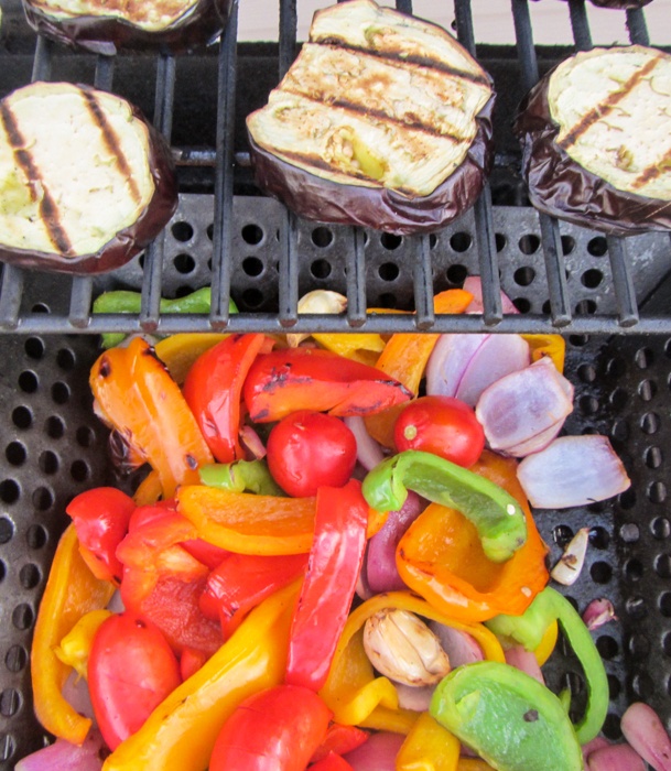 Veggies Halfway Through Grilling Grilling Eggplant and Portabello Mushroom for Slicing Eggplant for Grilling Preparing Basket for Grilling for Healthy Veggies for Grilling Easy AND Healthy Grilled Vegetables