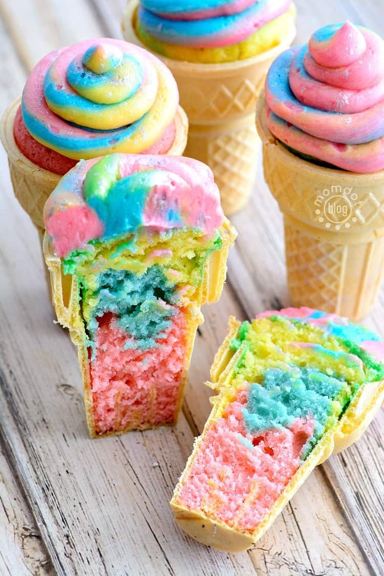 Unicorn Poop Cupcake Cones from MomDot