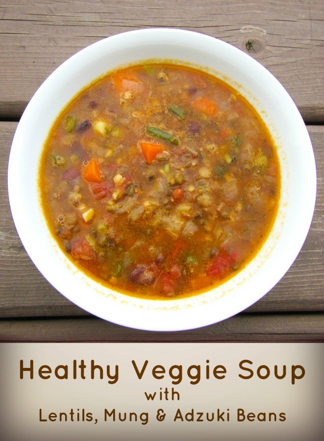 Vegetarian Bean Soup with Sprouted Lentils Mung and Adzuki Beans