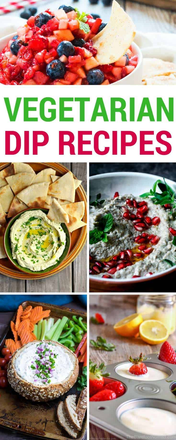 Best vegetarian dips! Looking for some easy and tasty vegetarian dip recipes! We love dips in our house, and these are some of our favorites, including cheese dips, spinach dips, fruit dips, and even chocolate and dessert dips for the vegetarian dip lover!