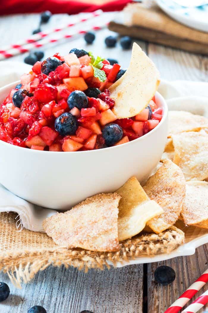 vegetarian Very Berry Fruit Salsa With Sopapilla Chips 