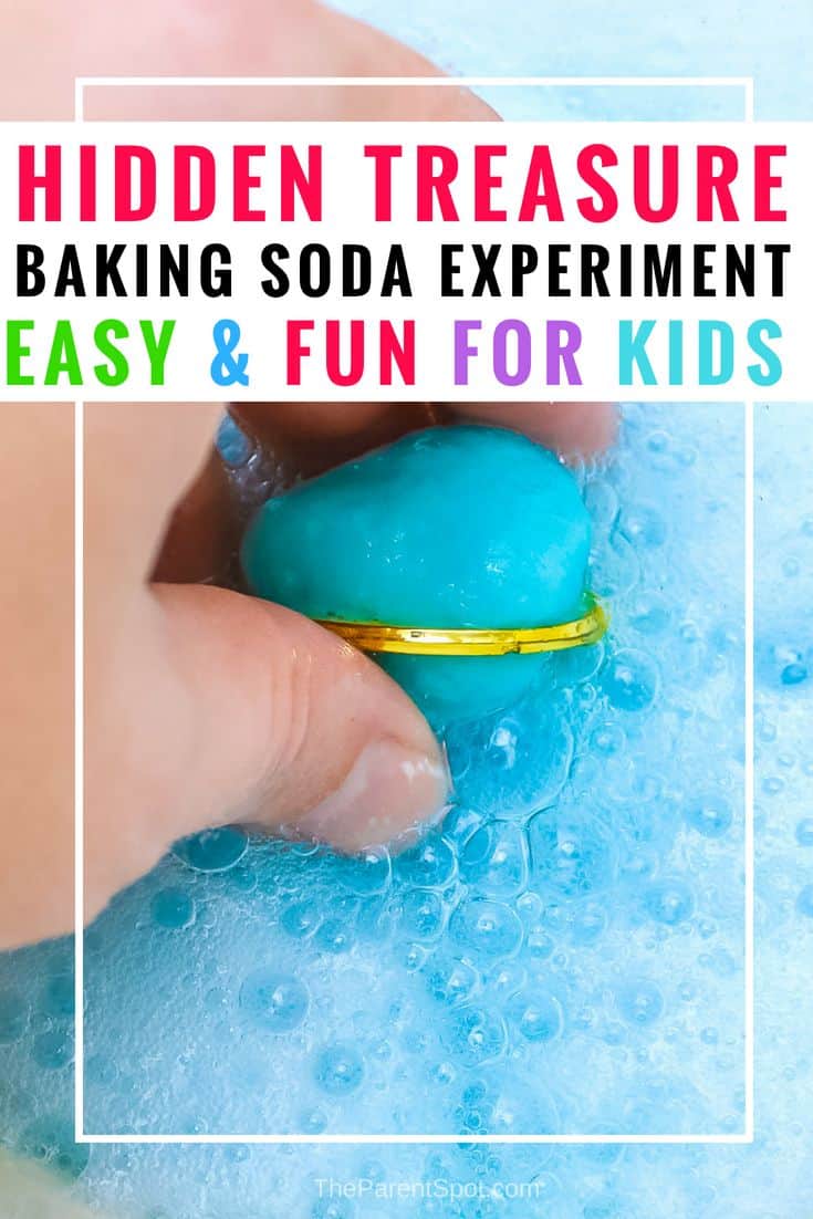 Want to have some baking soda science fun with the kids. This easy fizzy hidden treasure baking soda experiment for kids