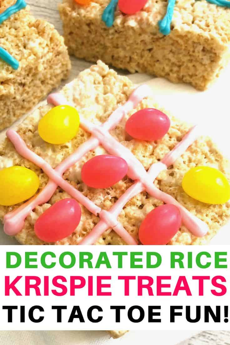 fun with decorated Rice Krispie treats tic tac toe