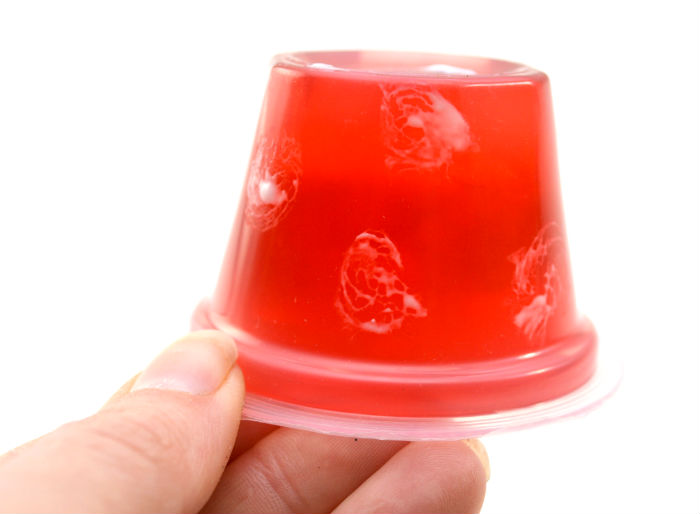jello cup with glue before glitter