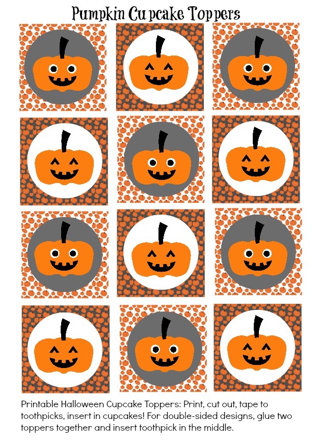 Free: Cute Halloween Pumpkin Cupcake Toppers